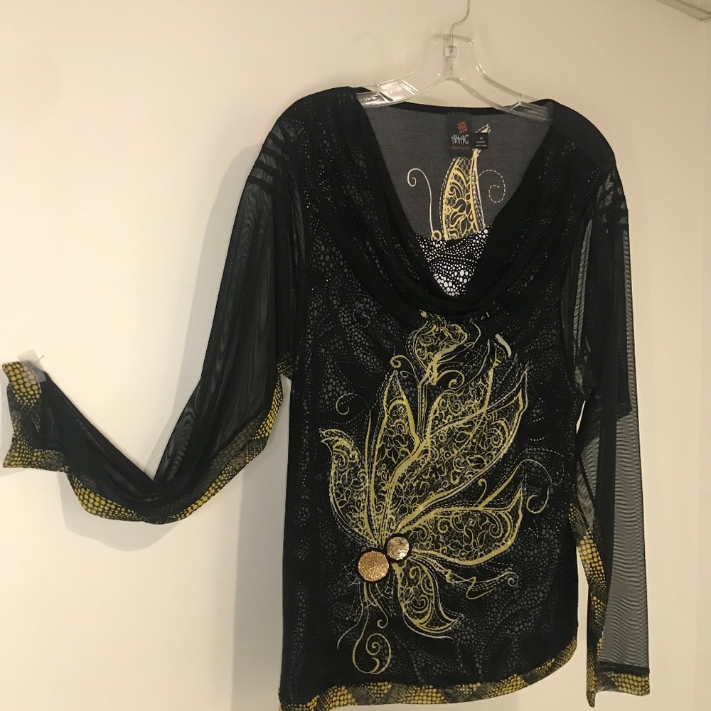 COPY - Anac Black and gold long sleeve top